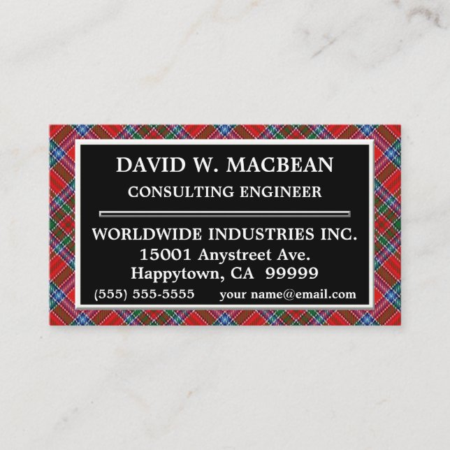 Scottish Clan MacBean MacBain Tartan Plaid Business Card (Front)