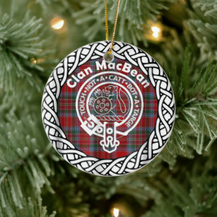 Scottish Clan MacBean Tartan and Crest Ceramic Ornament