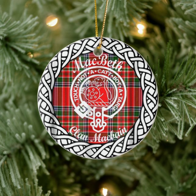 Scottish Clan MacBeth Tartan and Crest Ceramic Ornament (Tree)