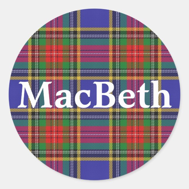 Scottish Clan MacBeth Tartan Plaid Classic Round Sticker (Front)