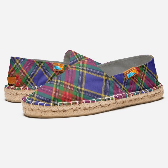 Scottish Clan MacBeth Tartan Plaid Espadrilles (Angled)