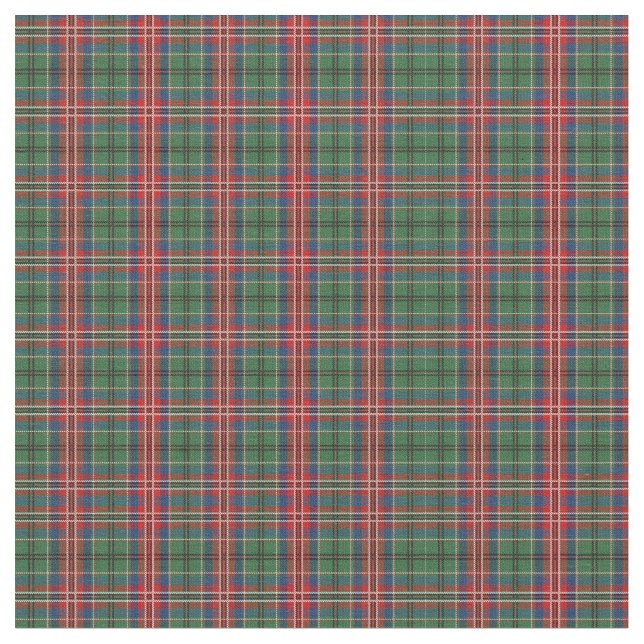 Scottish Clan MacCulloch Plaid Red Blue Green Fabric (Close Up)