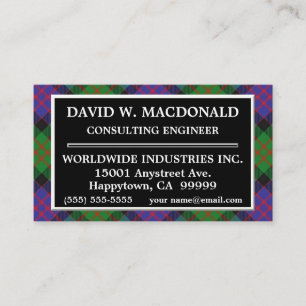 Scottish Clan MacDonald Donald Tartan Plaid Business Card