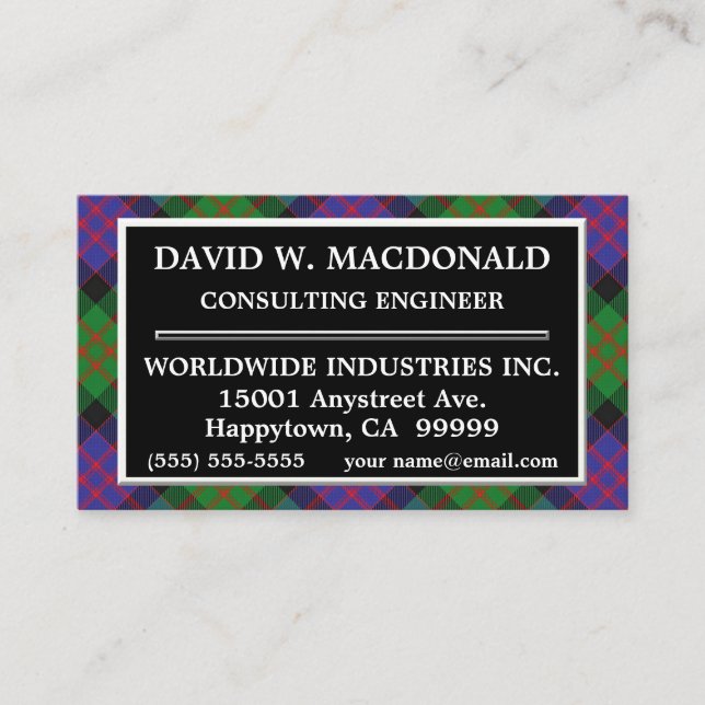 Scottish Clan MacDonald Donald Tartan Plaid Business Card (Front)