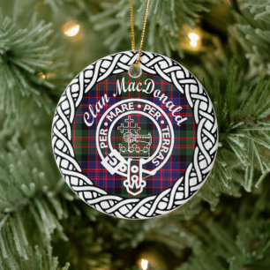Scottish Clan MacDonald Tartan and Crest Ceramic Ornament