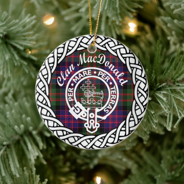 Scottish Clan MacDonald Tartan and Crest Ceramic Ornament (Tree)