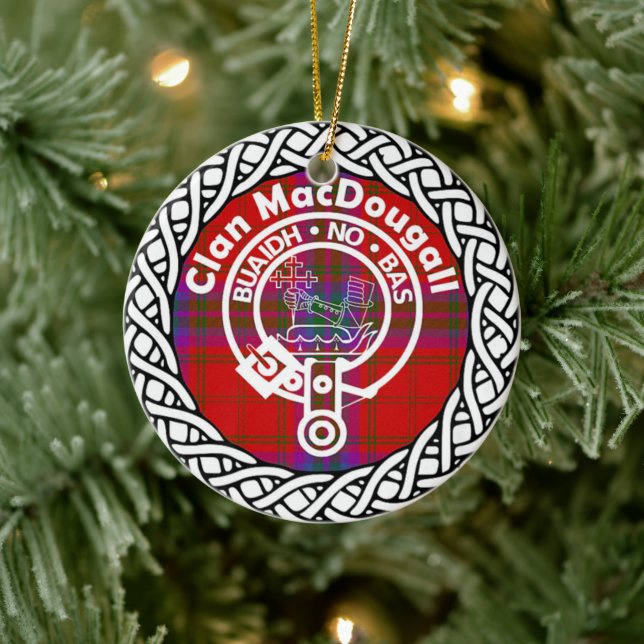 Scottish Clan MacDougall Tartan and Crest Ceramic Ornament (Tree)