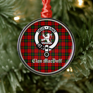 Scottish Clan MacDuff Tartan and Crest Badge Metal Ornament