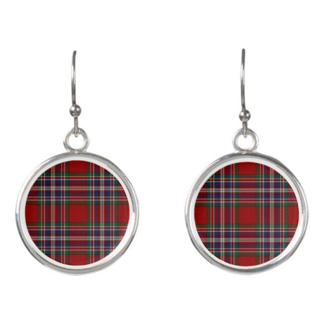 Scottish Clan MacFarlane McFarland Tartan Plaid Earrings (Front)