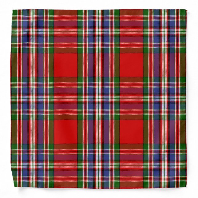 Scottish Clan MacFarlane Red Tartan Plaid Bandana (Front)