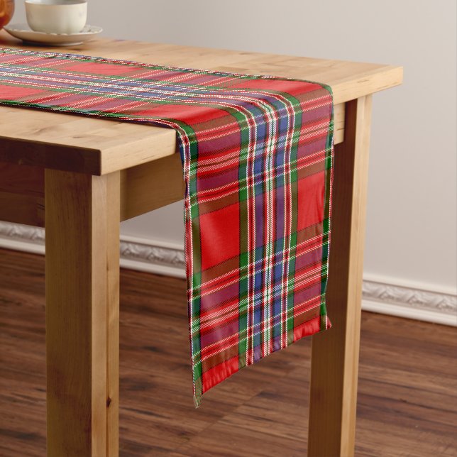 Scottish Clan MacFarlane Red Tartan Plaid Long Table Runner (In Situ)