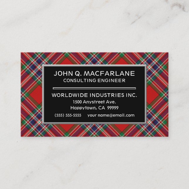 Scottish Clan MacFarlane Tartan Plaid Business Card (Front)