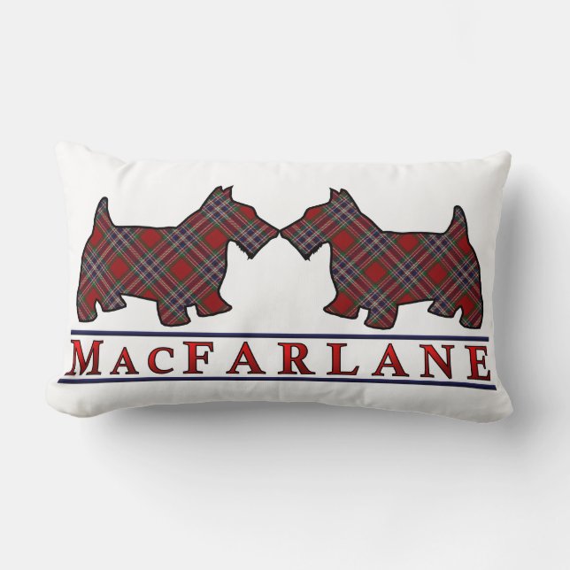 Scottish Clan MacFarlane Tartan Scottie Dogs Lumbar Pillow (Front)