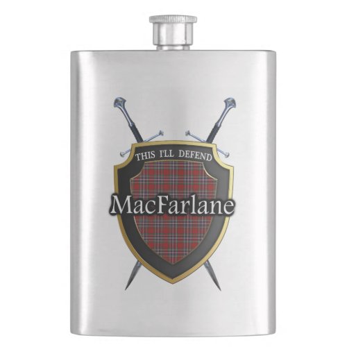 Scottish Clan MacFarlane Tartan Shield and Swords Flask