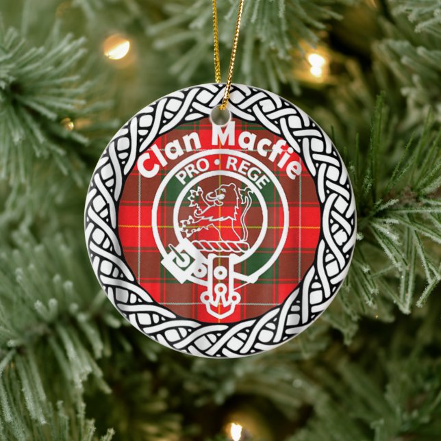 Scottish Clan Macfie Tartan and Crest Ceramic Ornament (Tree)