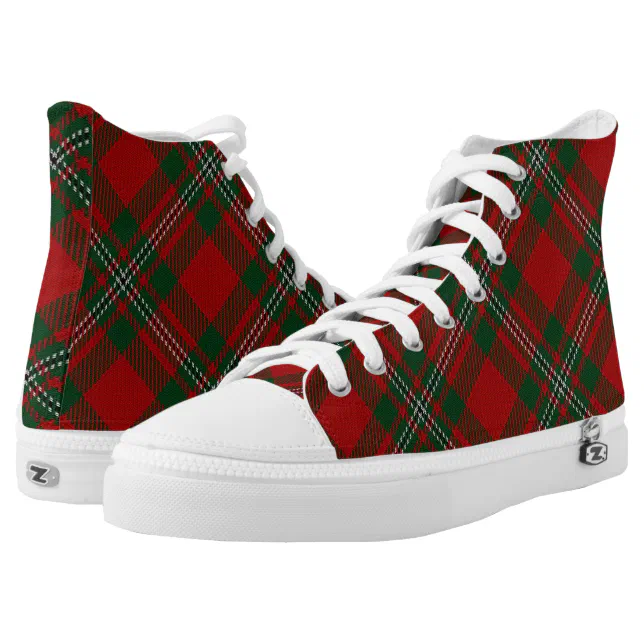 Blue Plaid Tartan Scottish Print Men's Sneakers
