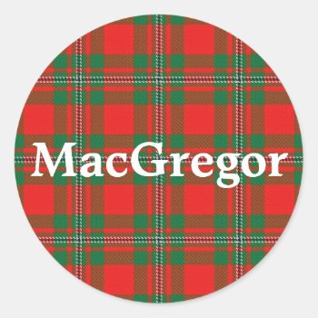 Scottish Clan Macgregor Gregor Tartan Plaid Classic Round Sticker by OldScottishMountain at Zazzle