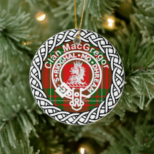 Scottish Clan MacGregor Tartan and Crest Ceramic Ornament