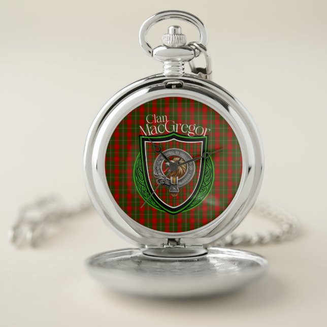 Scottish Clan MacGregor Tartan and Crest Pocket Watch (Inside)