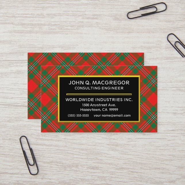 Scottish Clan MacGregor Tartan Plaid Business Card (Front/Back In Situ)