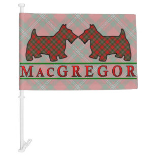 Scottish Clan MacGregor Tartan Scottie Dogs Car Flag