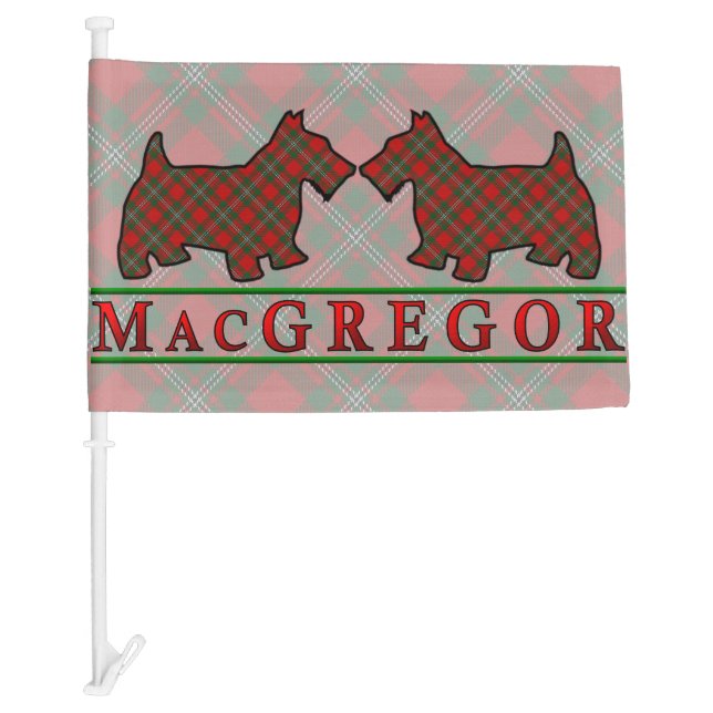 Scottish Clan MacGregor Tartan Scottie Dogs Car Flag (Front)