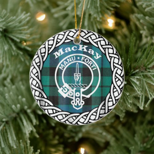 Scottish Clan MacKay Tartan and Crest Ceramic Ornament