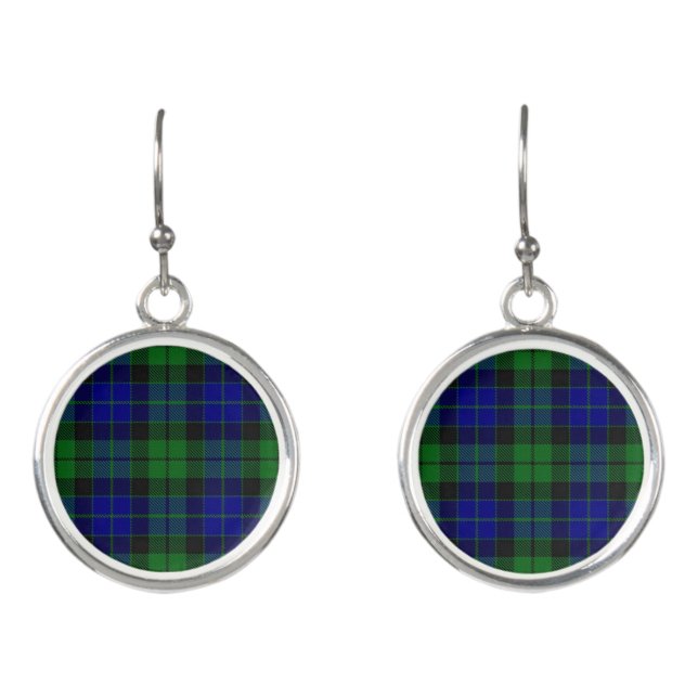 Scottish Clan MacKay Tartan Plaid Earrings (Front)