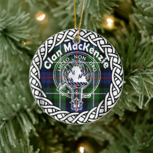 Scottish Clan MacKenzie Tartan and Crest Ceramic Ornament