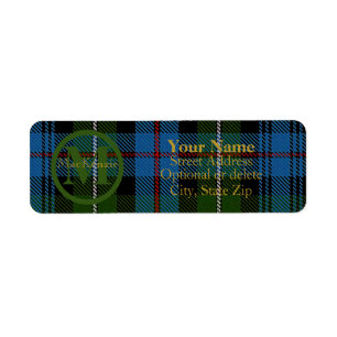 Scottish Clan MacKenzie Tartan Gold Name-Initial Label