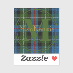 Scottish Clan MacKenzie Tartan Gold Name-Initial Sticker