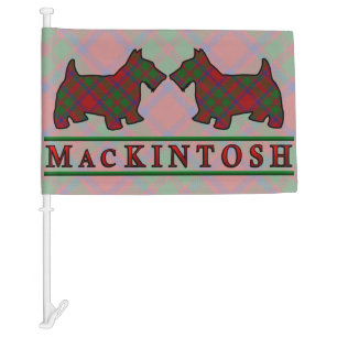 Scottish Clan MacKintosh Tartan Scottie Dogs Car Flag