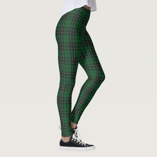 Scottish Clan MacLean Green Black Hunting Tartan Leggings