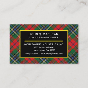 Scottish Clan MacLean Red Tartan Plaid Business Card