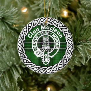 Scottish Clan Maclean Tartan and Crest Ceramic Ornament