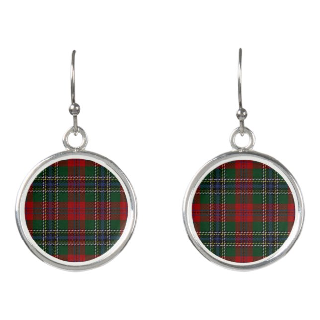 Scottish Clan MacLean Tartan Plaid Earrings (Front)