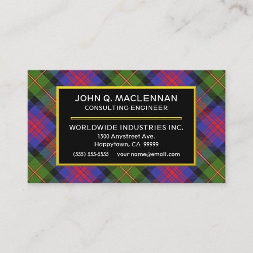 Scottish Clan MacLennan Tartan Plaid Business Card