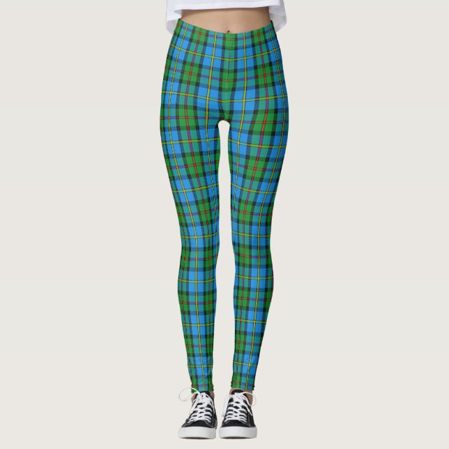 Scottish Clan MacLeod Blue and Green Tartan Leggings (Front)
