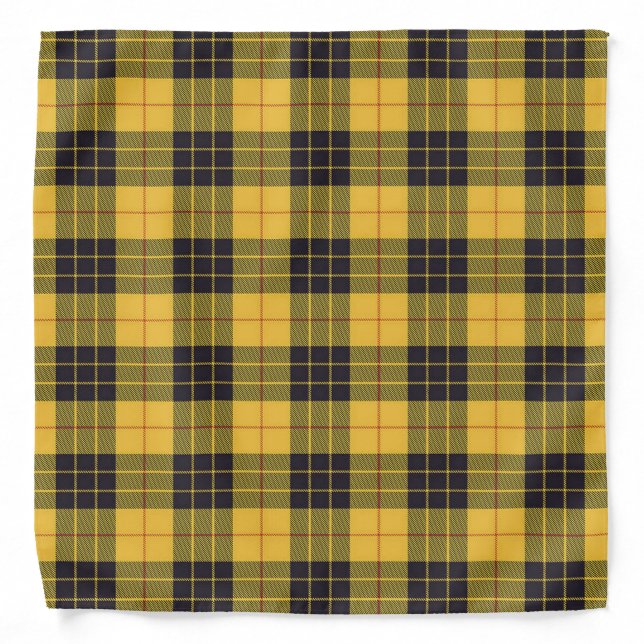 Scottish Clan MacLeod of Lewis Yellow Black Tartan Bandana (Front)
