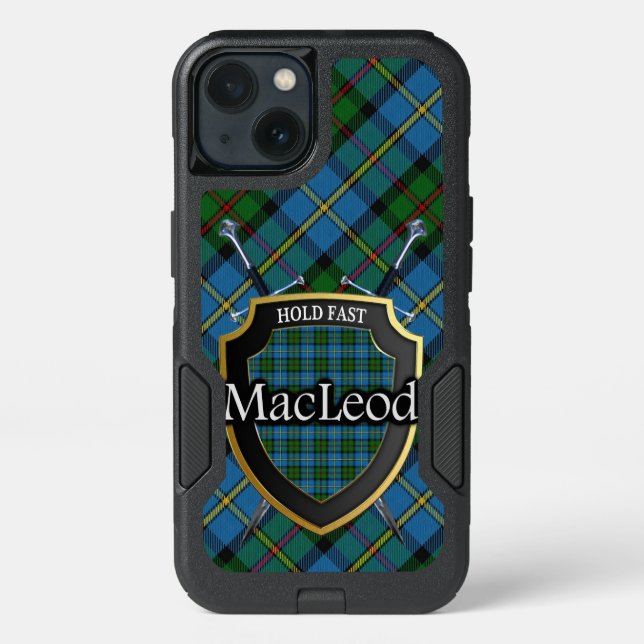 Scottish Clan MacLeod Swords and Shield Tartan Otterbox iPhone Case (Back)