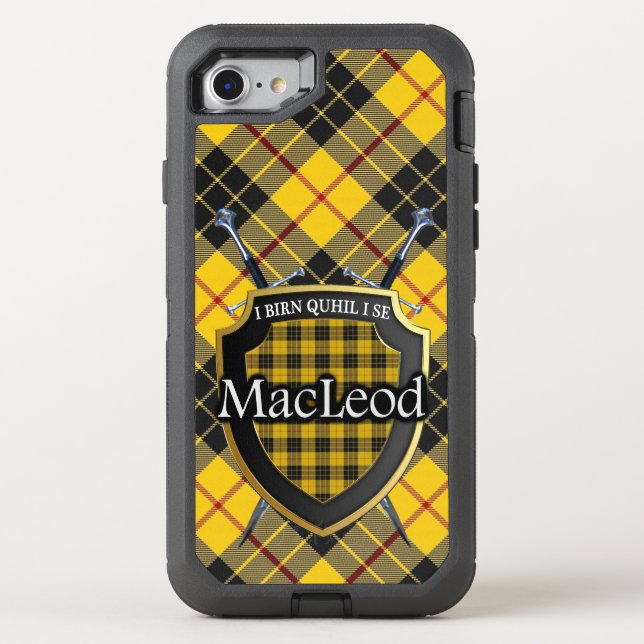 Scottish Clan MacLeod Swords and Shield Tartan Otterbox iPhone Case (Back)