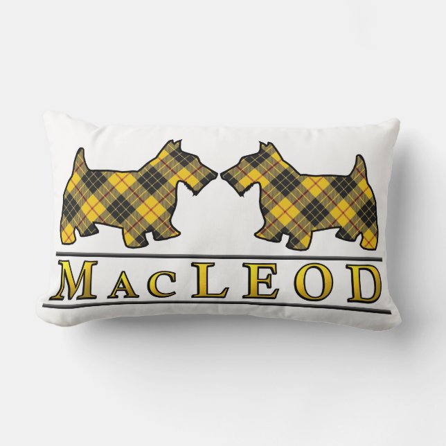 Scottish Clan MacLeod Tartan Scottie Dogs Lumbar Pillow (Front)
