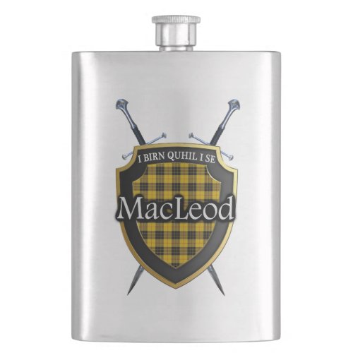 Scottish Clan MacLeod Tartan Shield and Swords Flask