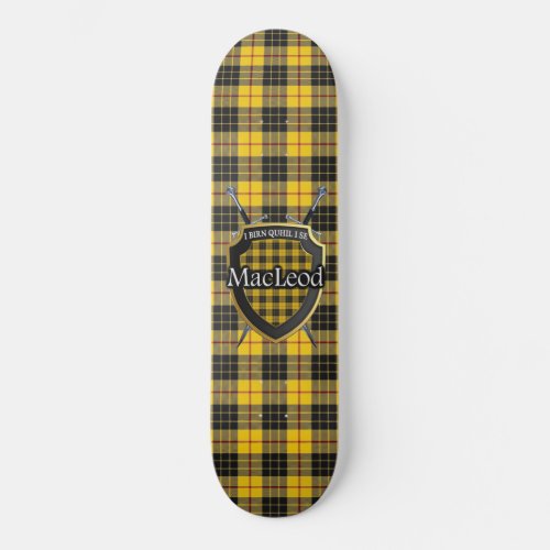 Scottish Clan MacLeod Tartan Shield Skateboard Deck