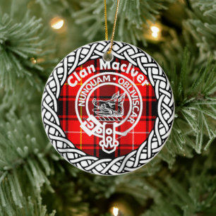 Scottish Clan Maclver Tartan and Crest Ceramic Ornament