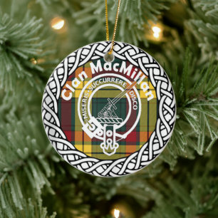 Scottish Clan MacMillan Tartan and Crest Ceramic Ornament