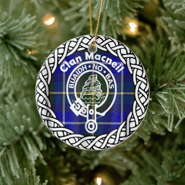 Scottish Clan Macneil Tartan and Crest Ceramic Ornament (Tree)
