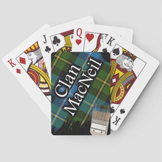 Scottish Clan MacNeil Tartan Paint Brush Poker Cards (Back)