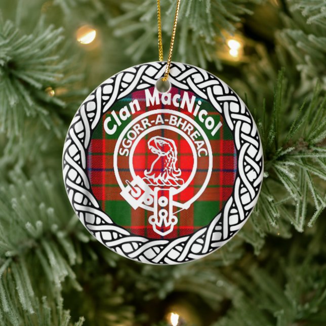 Scottish Clan MacNicol Tartan and Crest Ceramic Ornament (Tree)