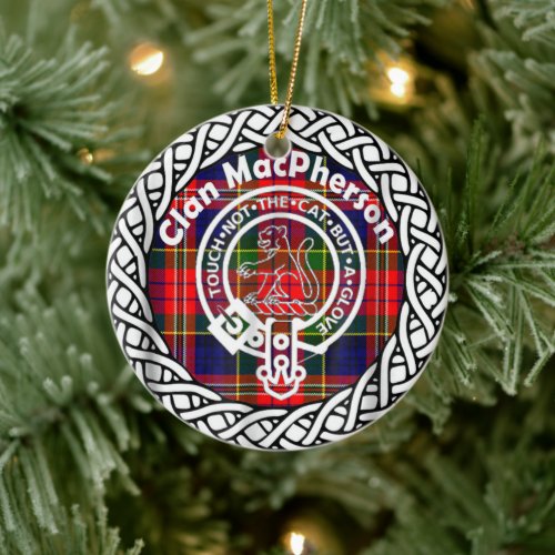 Scottish Clan MacPherson Tartan and Crest Ceramic Ornament